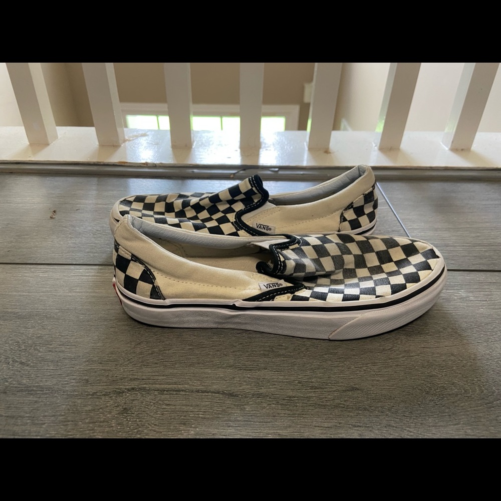 Checkered Vans Slip Ons